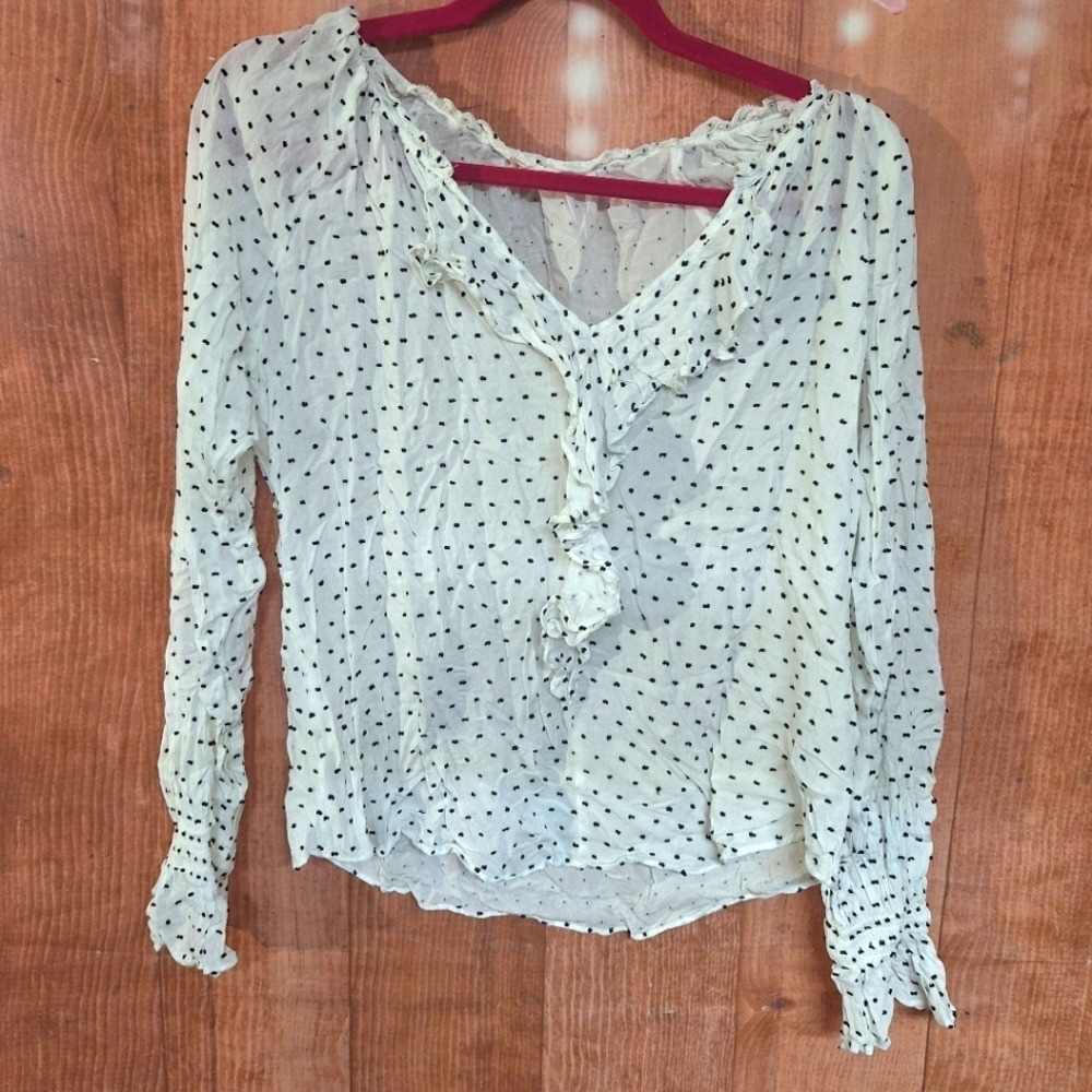 GAP SIZE MEDIUM WHITE POLKA-DOT BLOUSE
